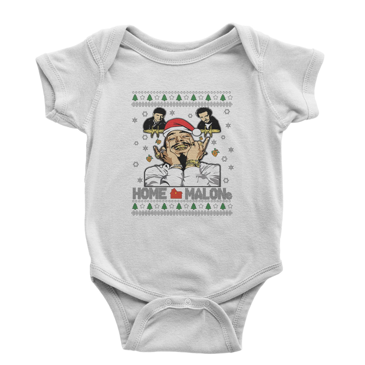 Home Malone Ugly Christmas Infant One-Piece Romper Bodysuit and Toddler T-shirt White