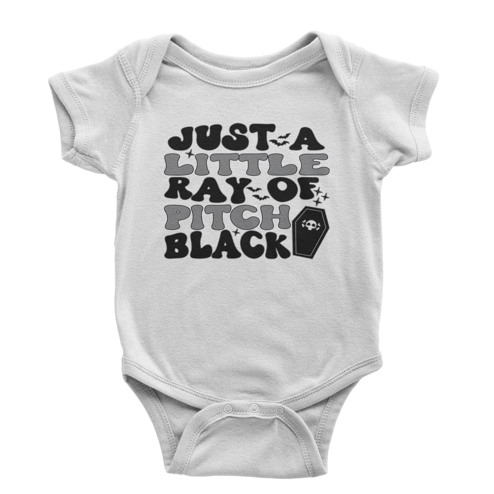 Just A Little Ray of Pitch Black graphic on Onesie and Toddler T-Shirt