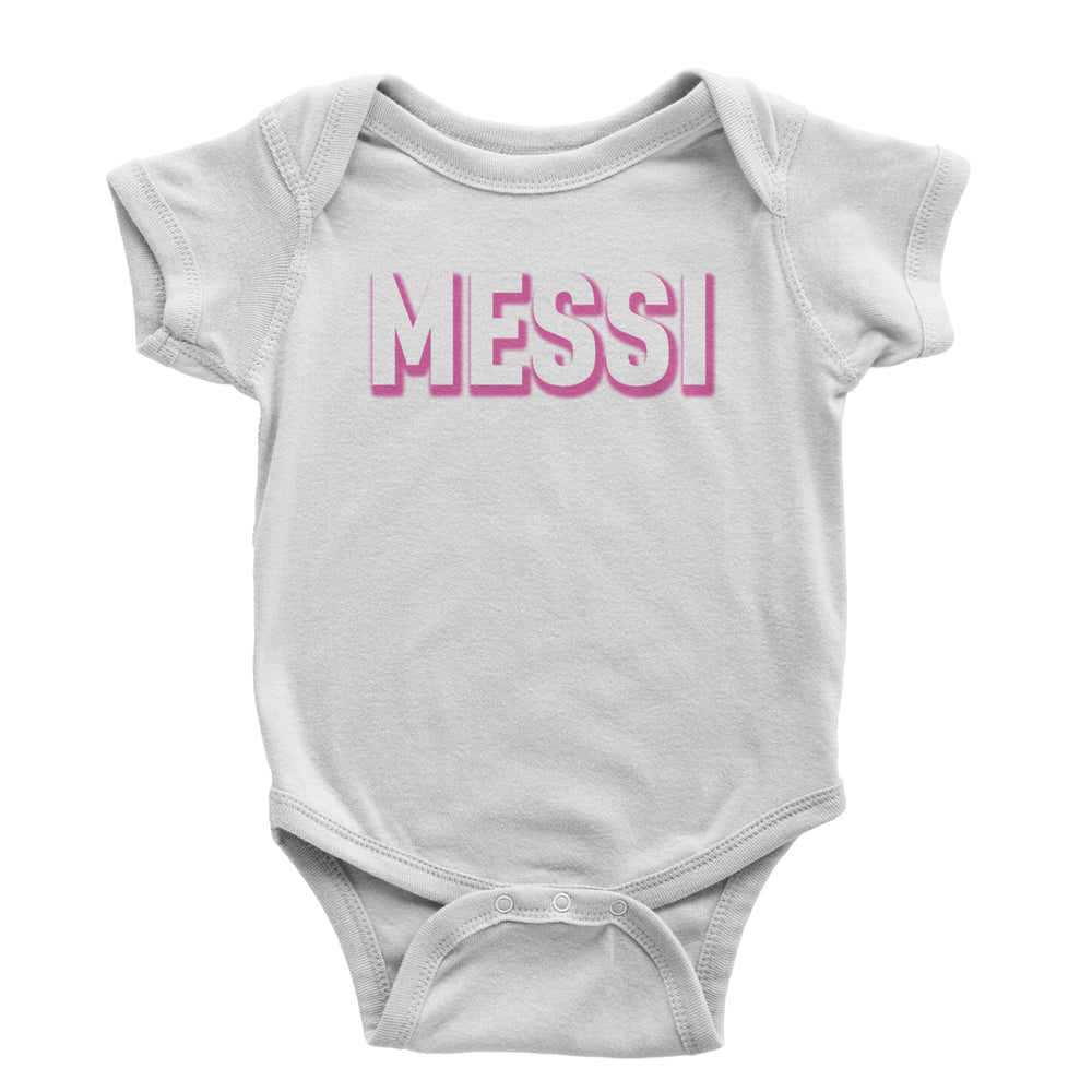 Messi OUTLINE Miami Futbol Infant One-Piece Romper Bodysuit and Toddler T-shirt White