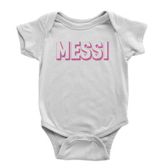 Messi OUTLINE Miami Futbol Infant One-Piece Romper Bodysuit and Toddler T-shirt White
