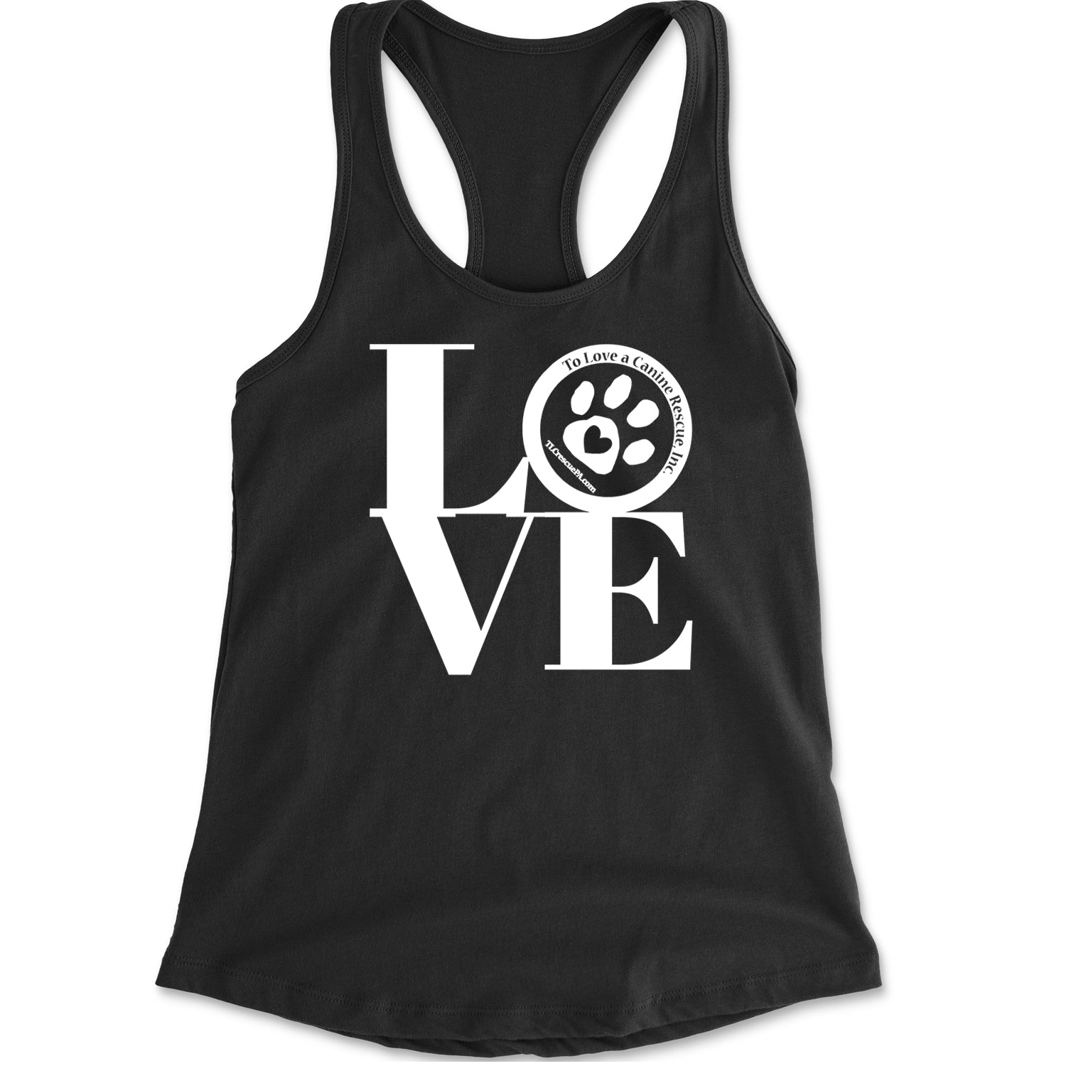 TLC LOVE Dog Rescue Racerback Tank Top for Women Black