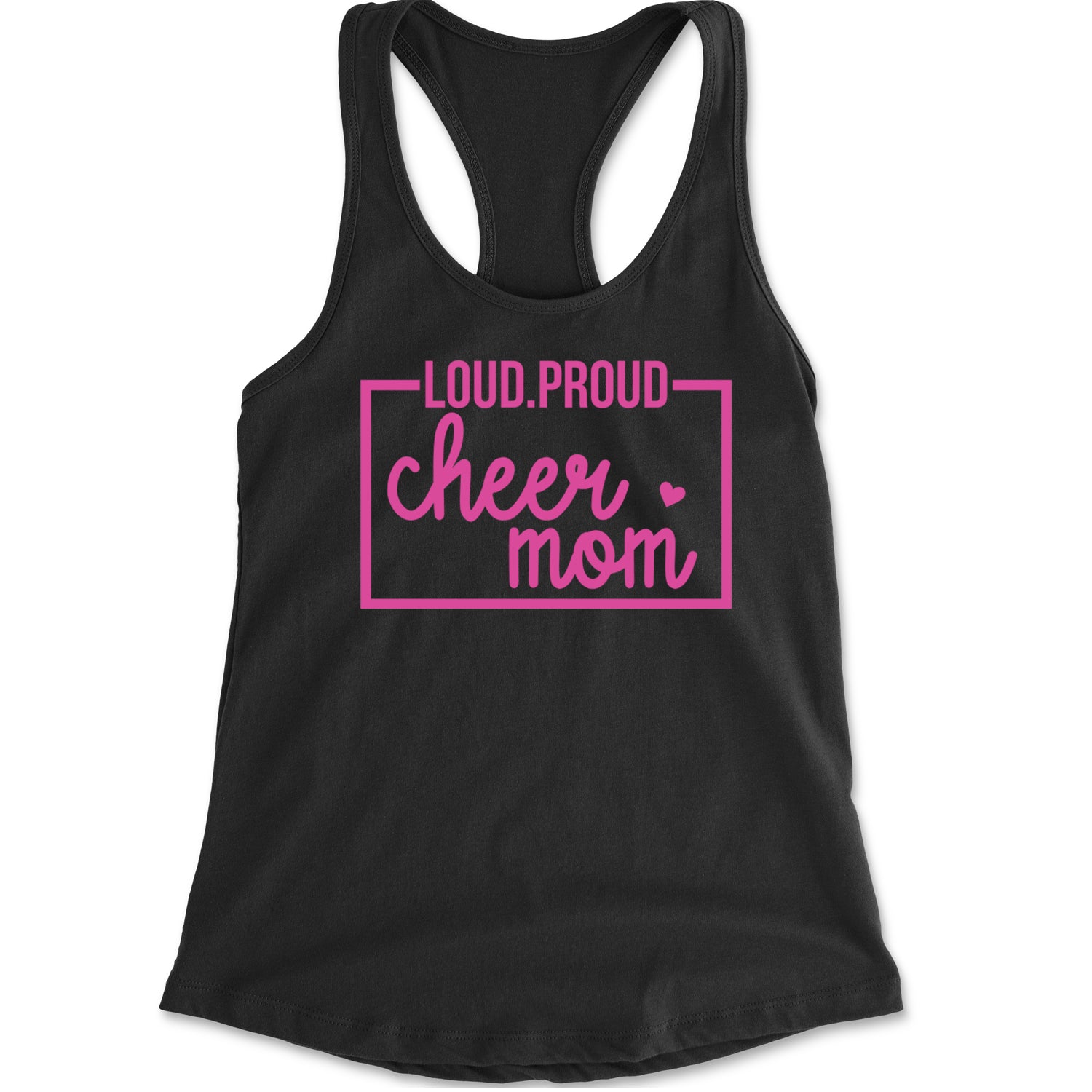 Loud Proud Cheerleader Mom Racerback Tank Top for Women Black