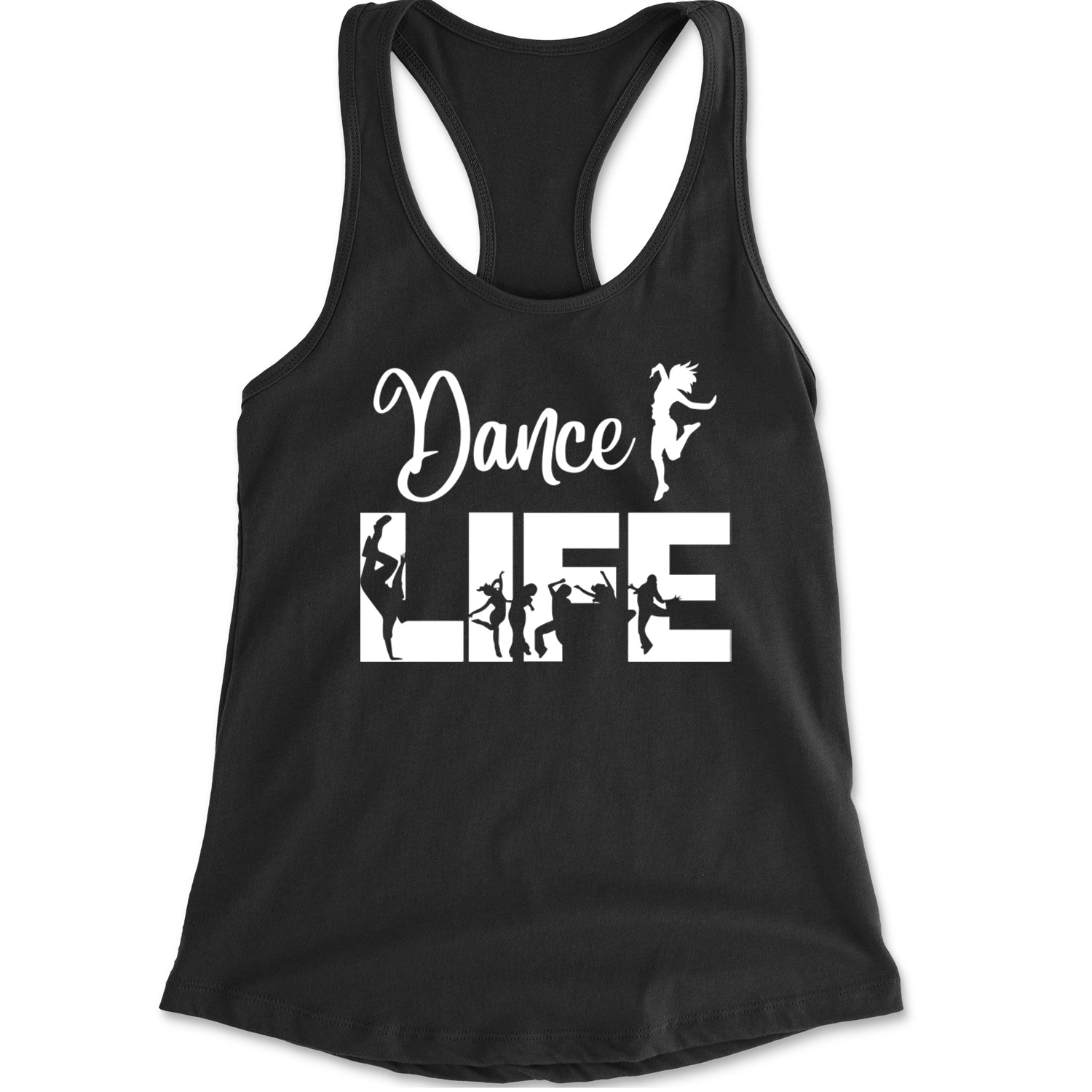 Dance Life Silhouette Dancers Racerback Tank Top for Women Black