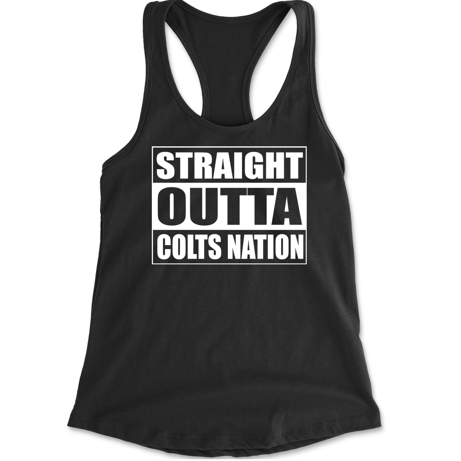 Straight Outta Colts Nation Football  Racerback Tank Top for Women Black