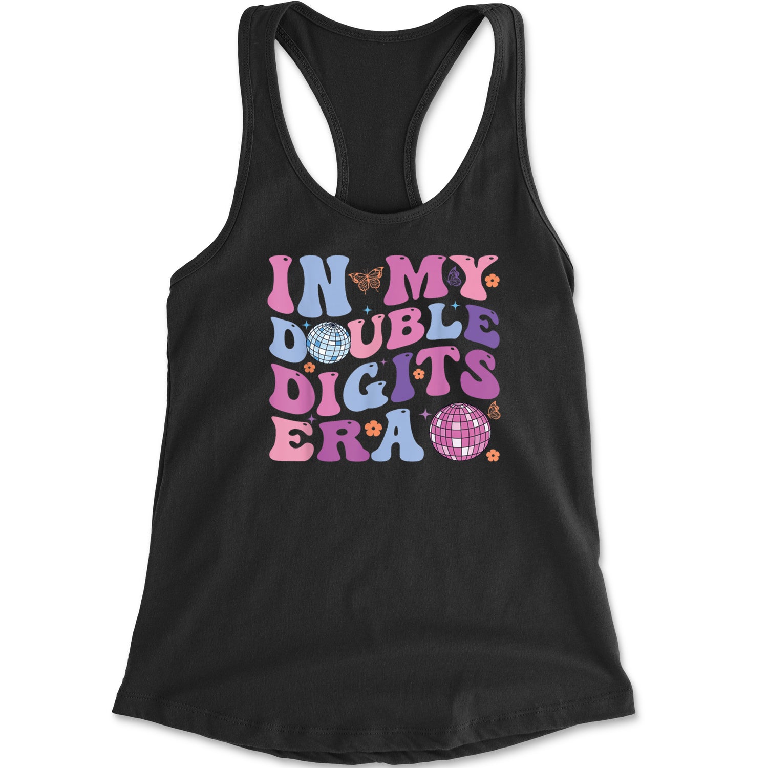 In My Double Digits Era Retro 10 Year Old 10th Birthday Racerback Tank Top for Women
