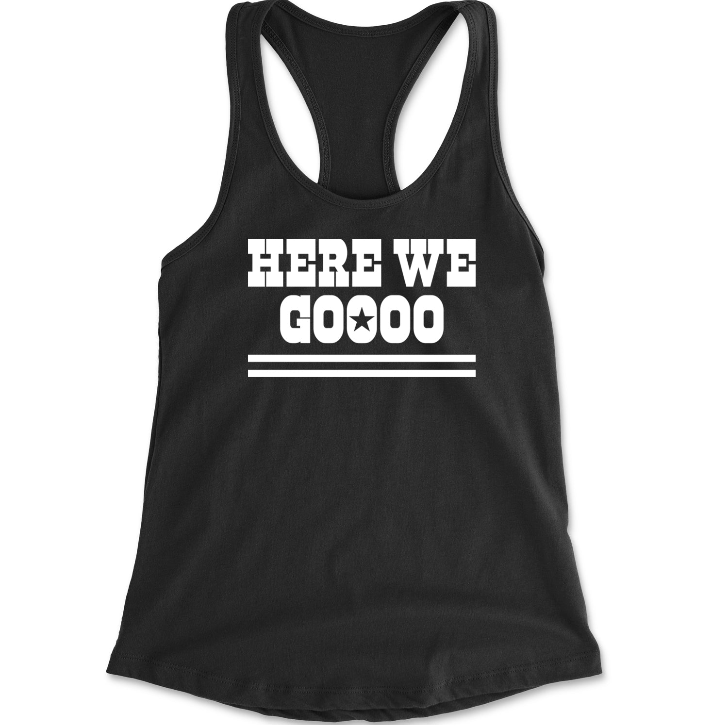 Here We Go Dem Boys Dallas Football Racerback Tank Top for Women Navy Blue