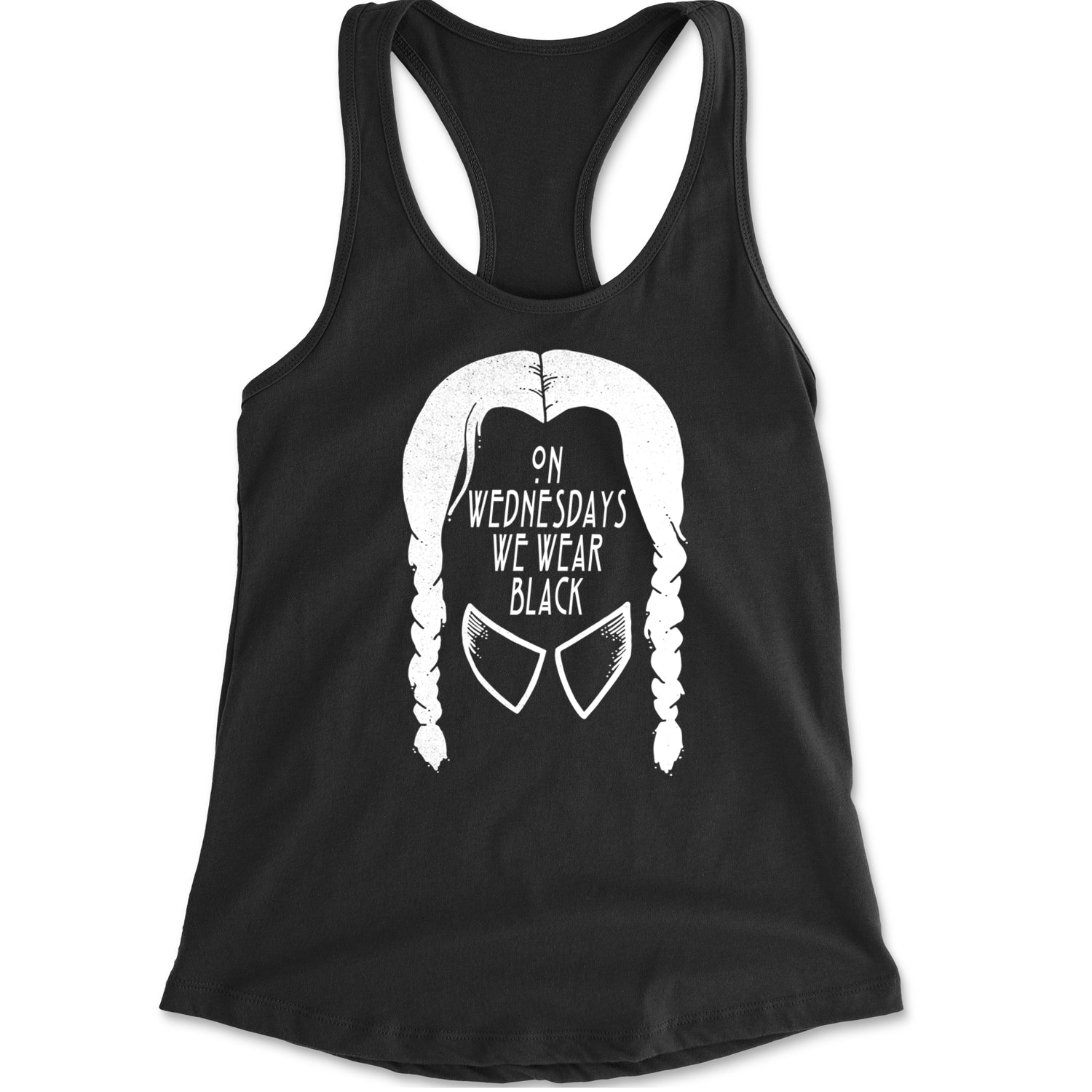 On Wednesdays, We Wear Black Racerback Tank Top for Women Black