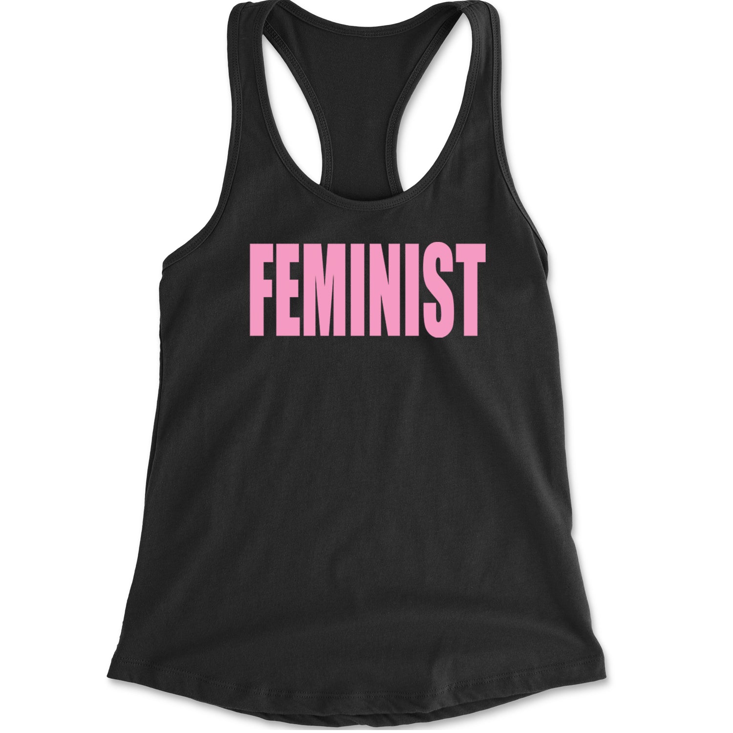 Feminist (Pink Print) Racerback Tank Top for Women Black