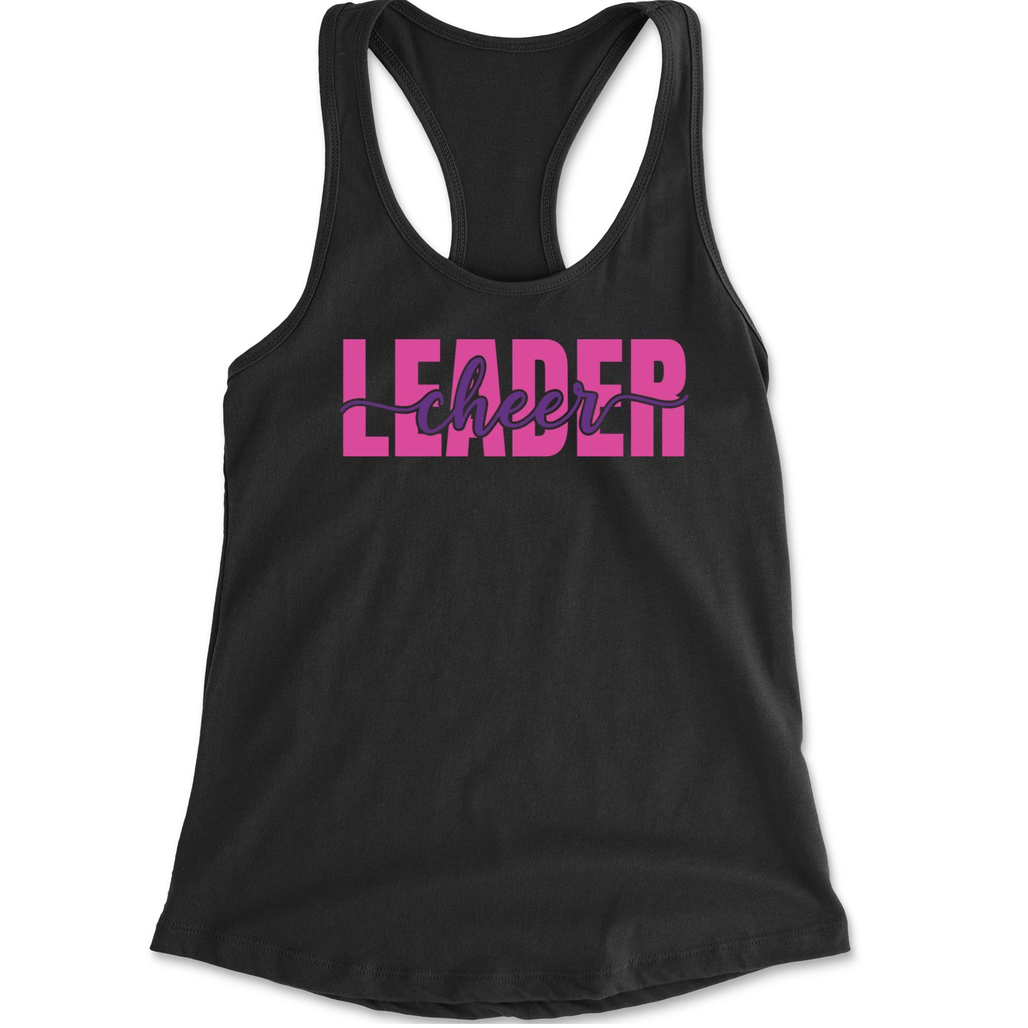 Cheerleader Script Style Racerback Tank Top for Women Black