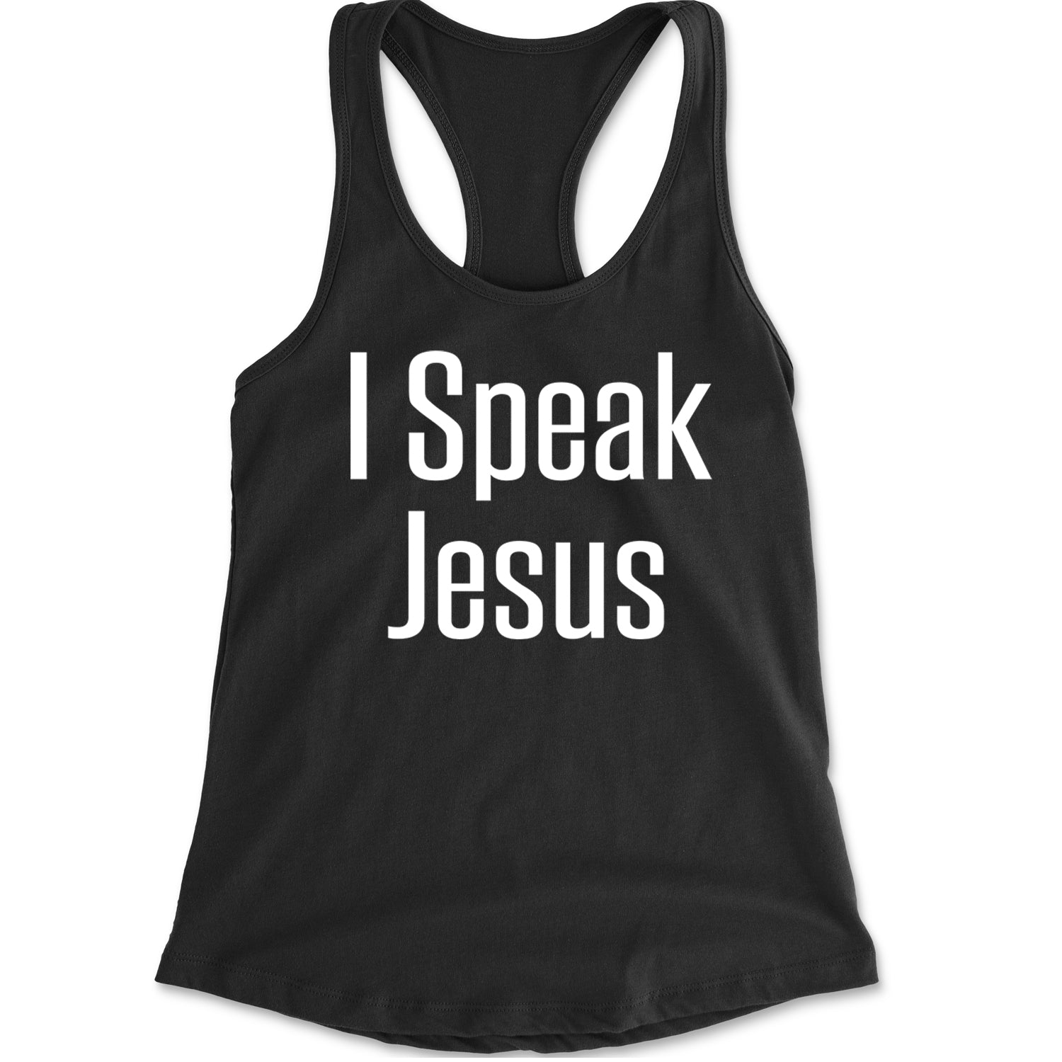 I Speak Jesus Embrace Your Faith Racerback Tank Top for Women Black