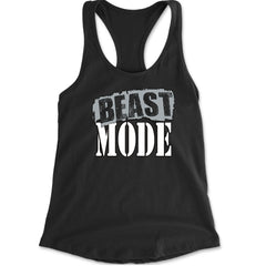 Distressed BEAST MODE workout typography on a Women's Lightweight Racerback Tank with scoop neck and racerback back