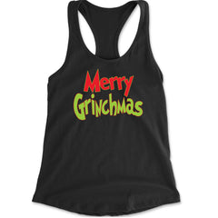 Merry Grinchmas Jolly Merry Christmas Racerback Tank Top for Women Black