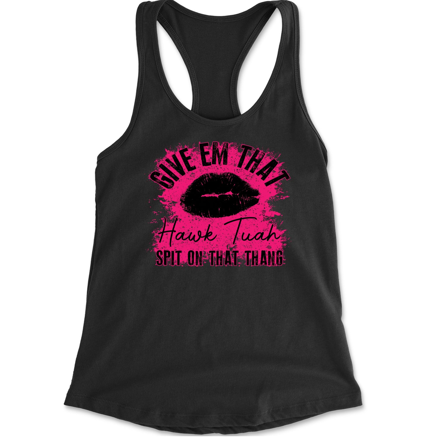 Give 'Em Hawk Tuah Spit On That Thang Racerback Tank Top for Women Heather Grey
