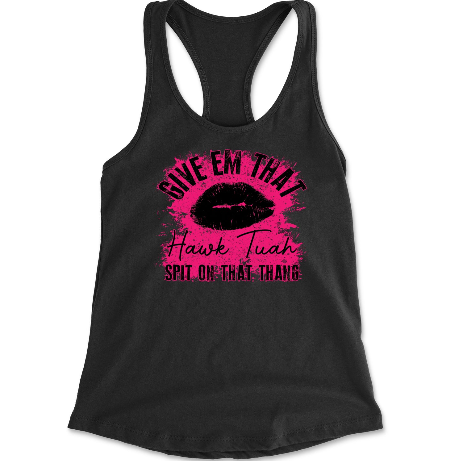 Give 'Em Hawk Tuah Spit On That Thang Racerback Tank Top for Women Heather Grey