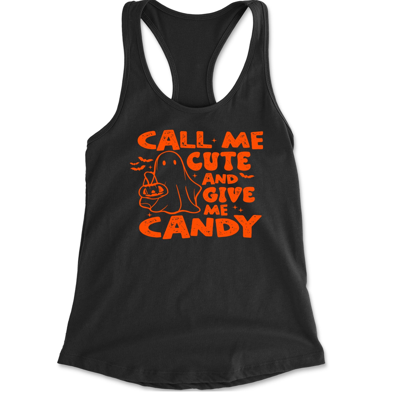 Call Me Cute And Give Me Candy Racerback Tank Top for Women Black