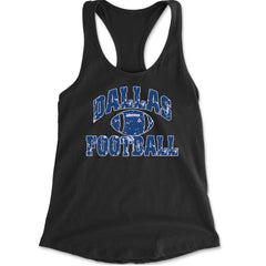 Dallas Distressed Football Racerback Tank Top for Women Black