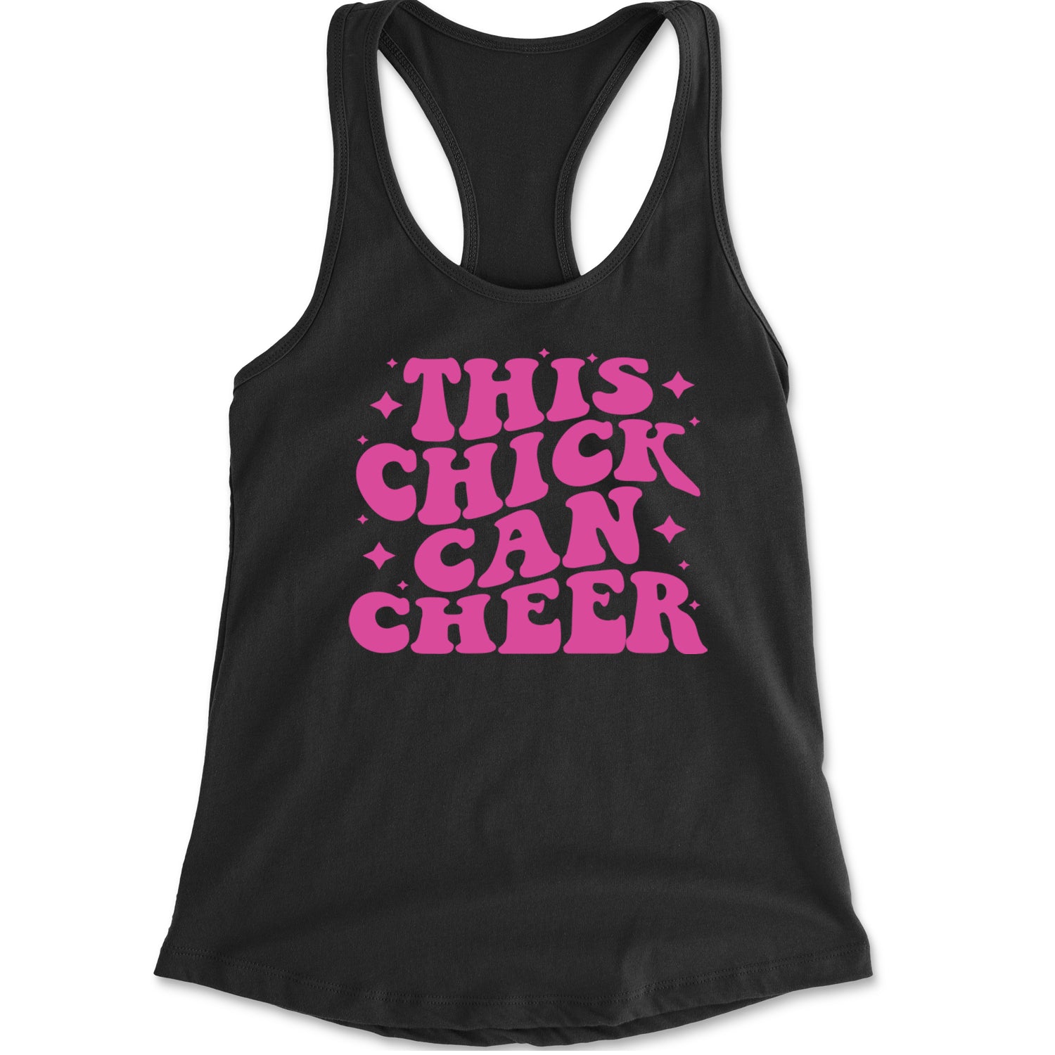 This Chick Can Cheer Racerback Tank Top for Women Black