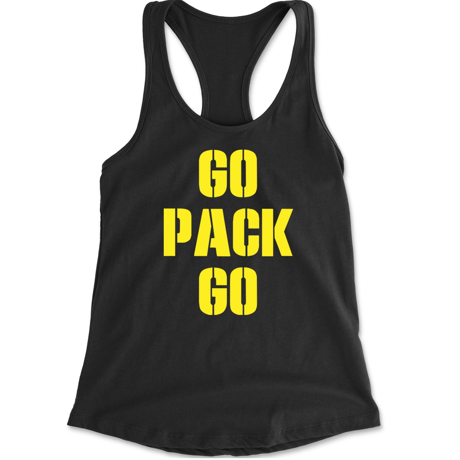 Go Pack Go Green Bay Racerback Tank Top for Women Black