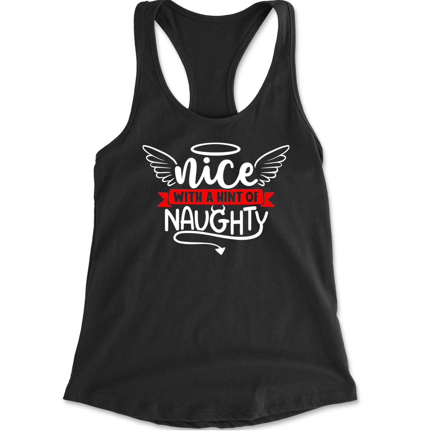 Nice with a Hint of Naughty Christmas Racerback Tank Top for Women Black