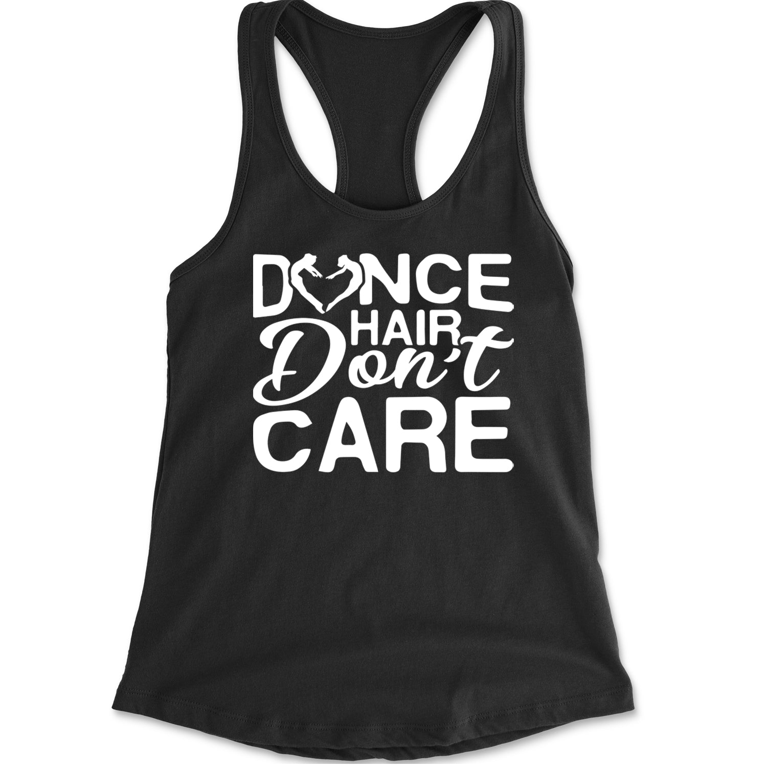 Dance Hair Don't Care Racerback Tank Top for Women Black