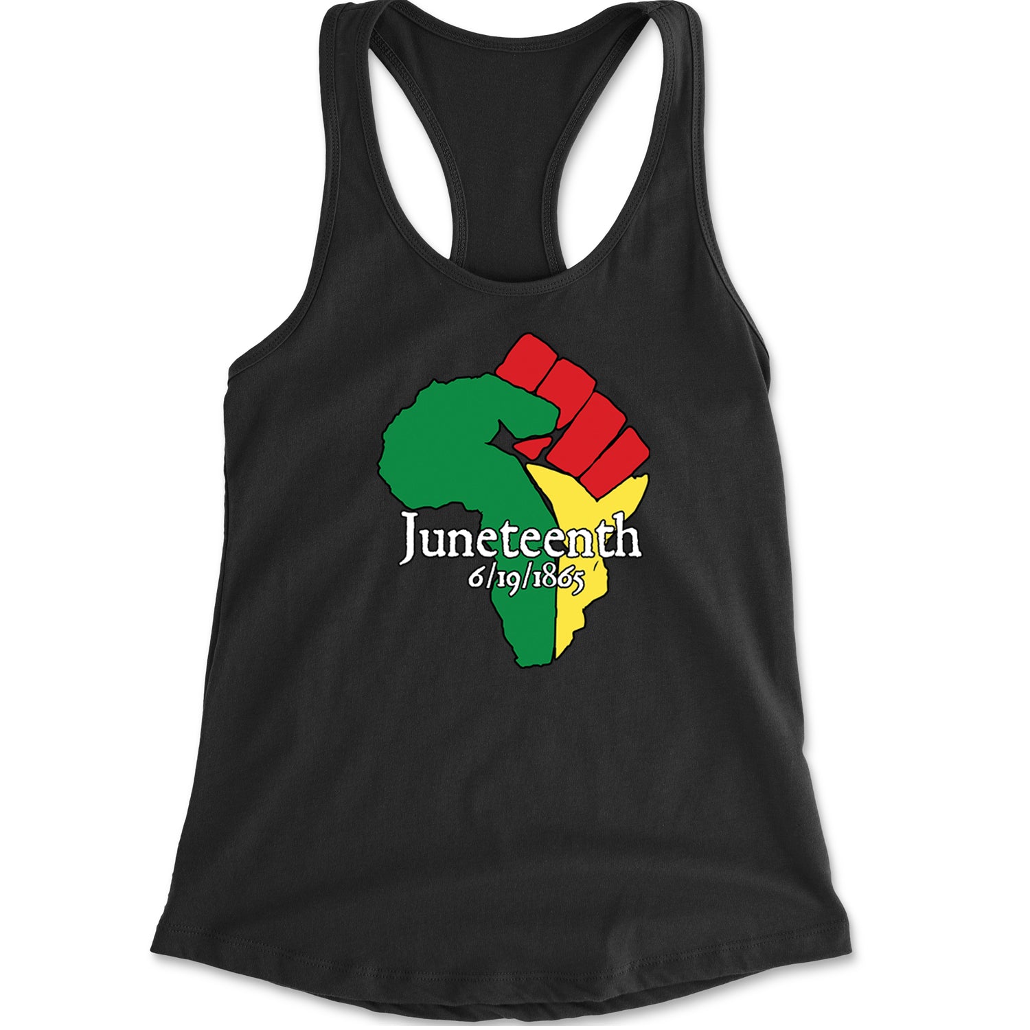 Juneteenth Raised Fist Africa Celebrate Emancipation Day Racerback Tank Top for Women Charcoal Grey