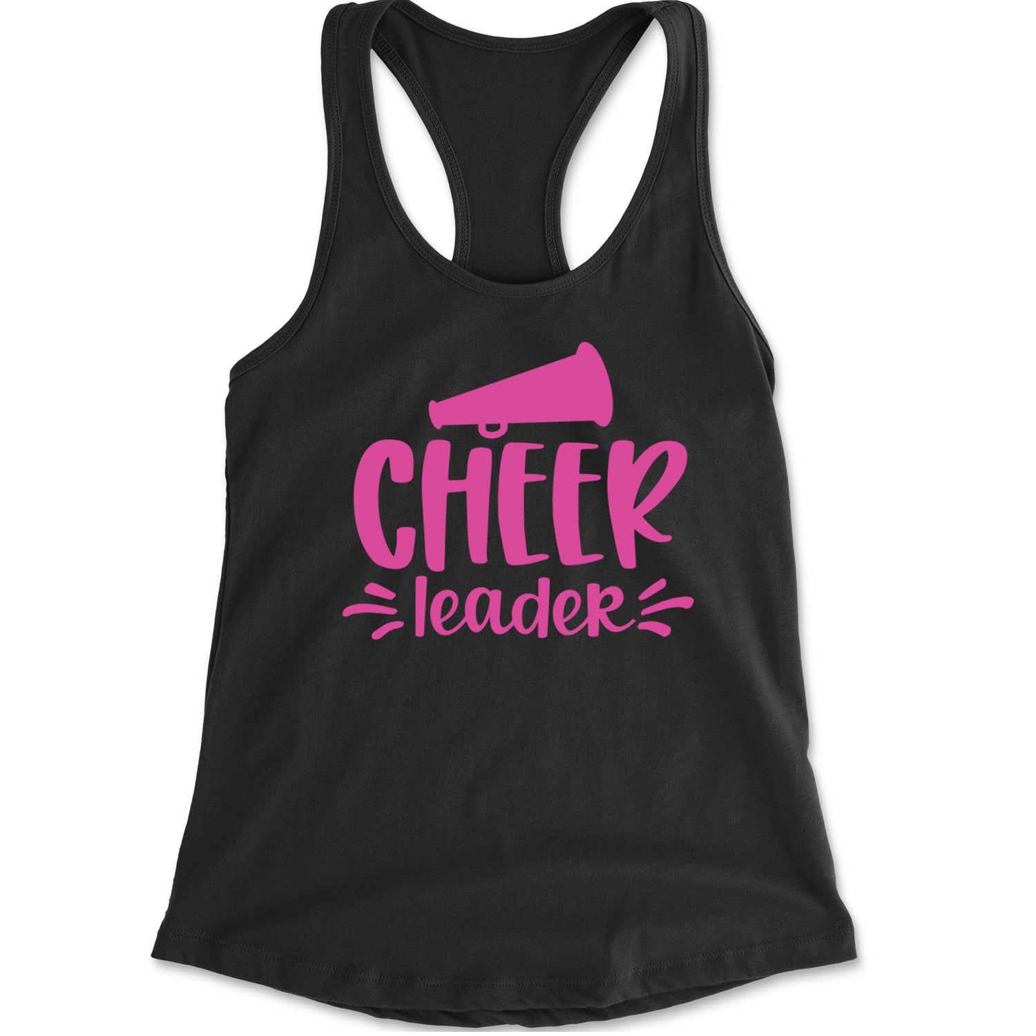 Cheerleader Bullhorn Racerback Tank Top for Women Black