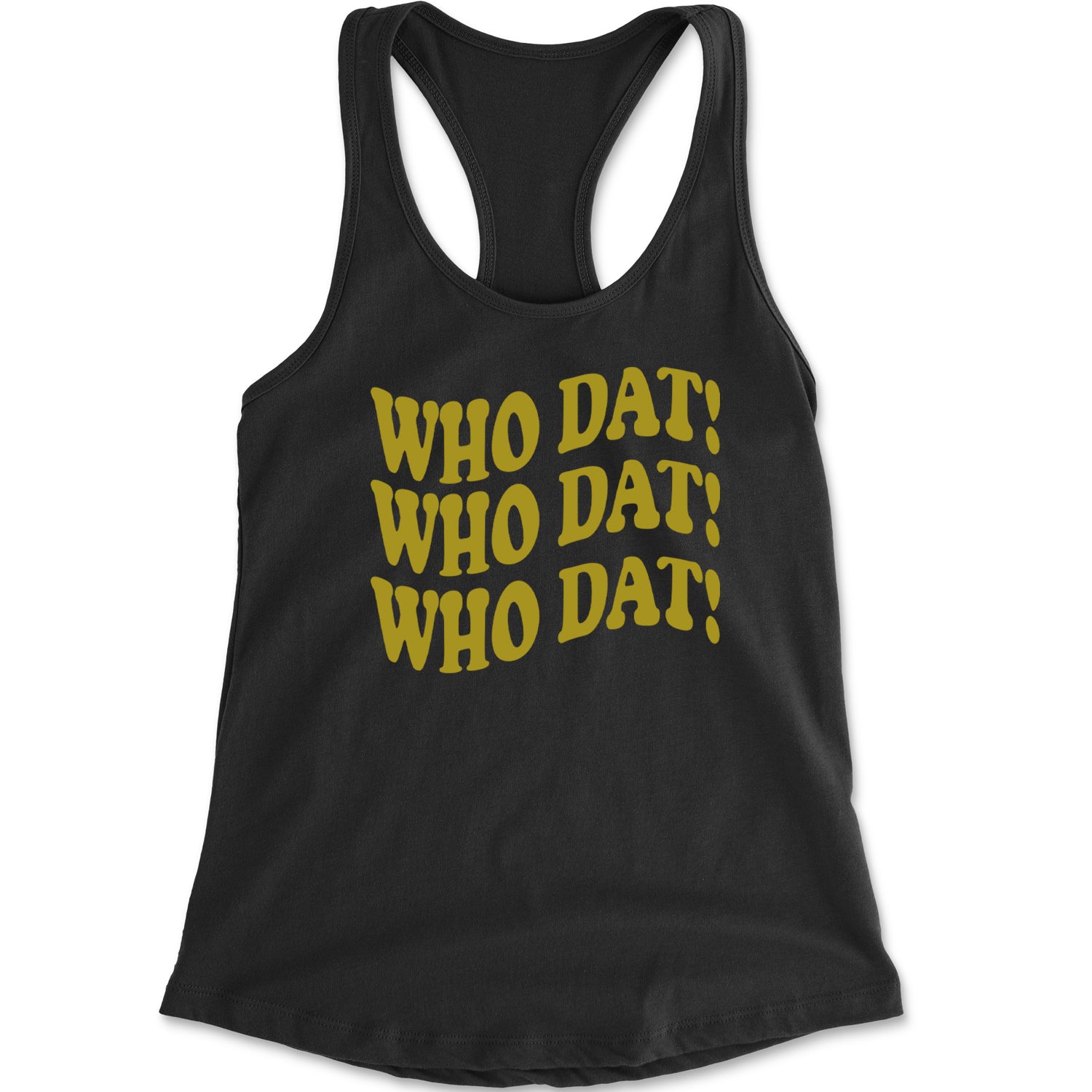 Who Dat Wavy Design Who Dat Nation Racerback Tank Top for Women Black