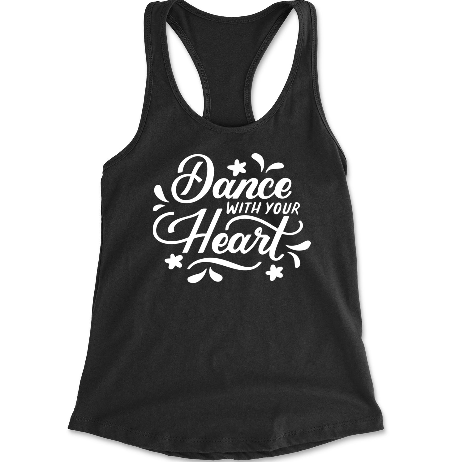 Dance With Your Heart Racerback Tank Top for Women Black