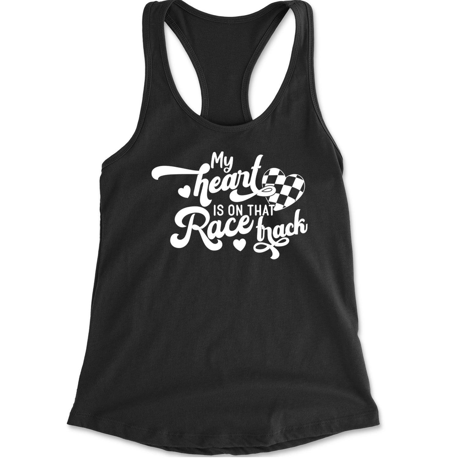 My Heart Is On That Race Track Racerback Tank Top for Women Black