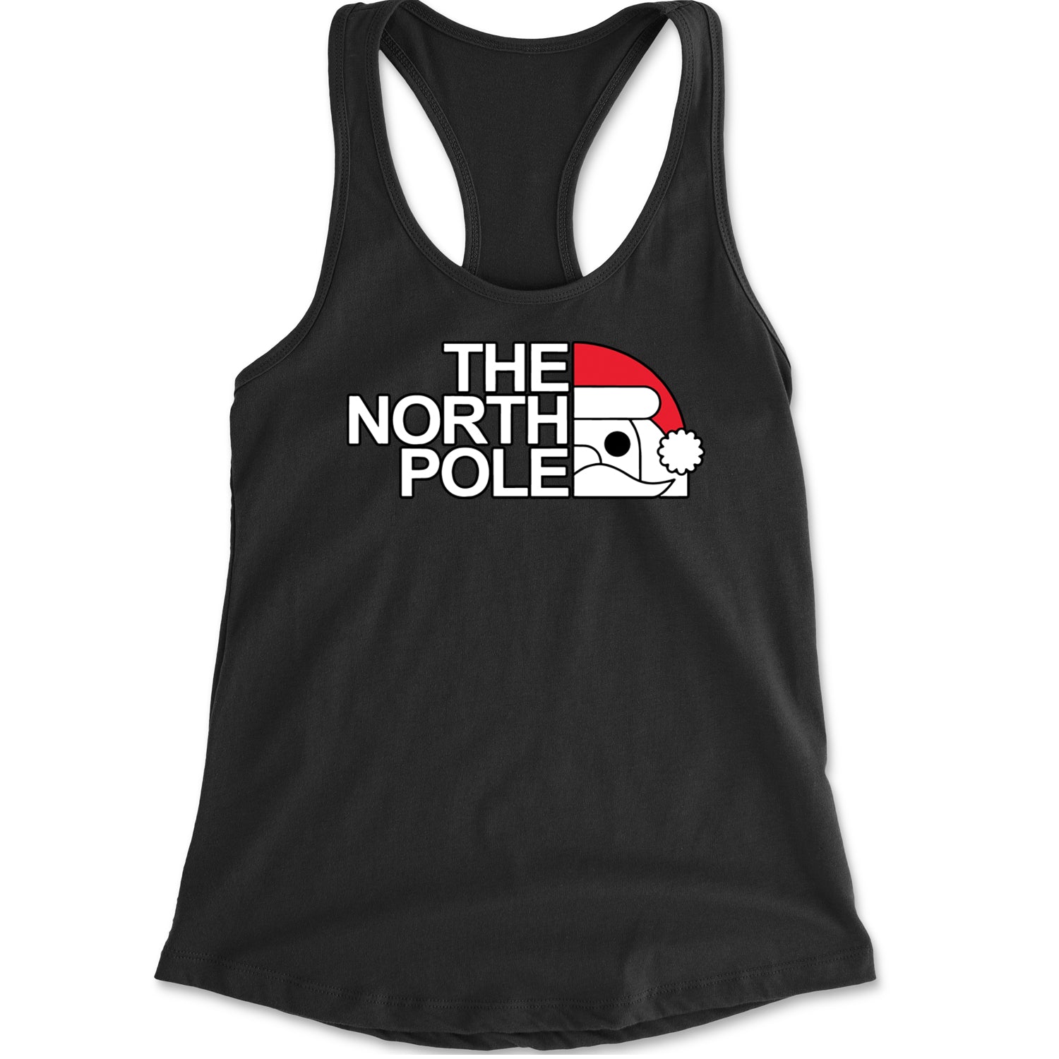 The North Pole Santa Face Racerback Tank Top for Women Navy Blue