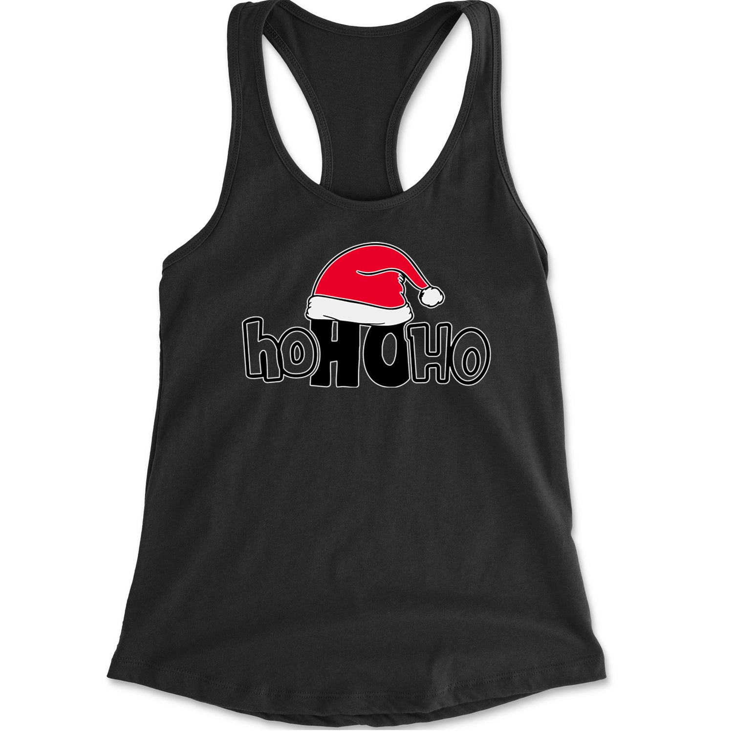 Ho Ho Ho Santa Christmas Hat Racerback Tank Top for Women Heather Grey