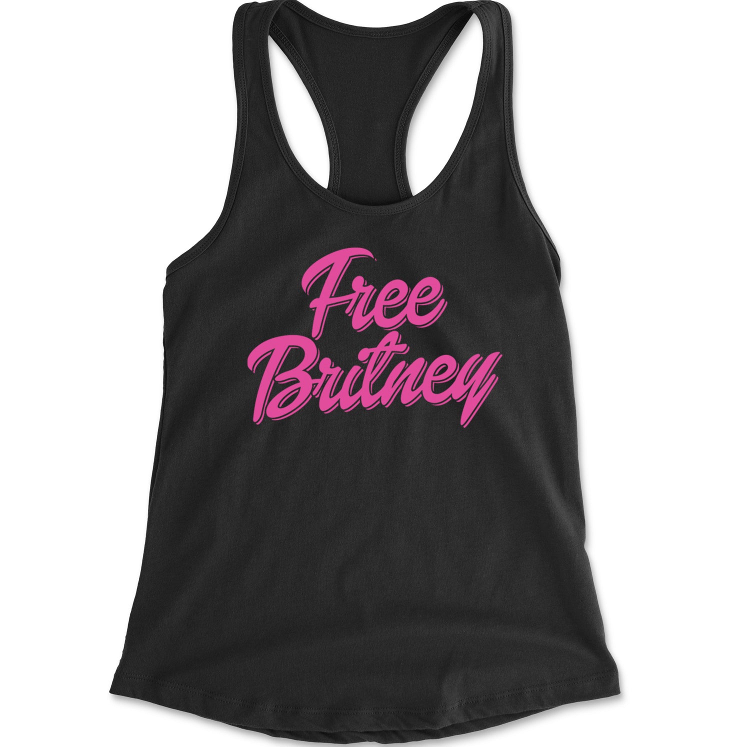 Pink Free Britney Racerback Tank Top for Women Black