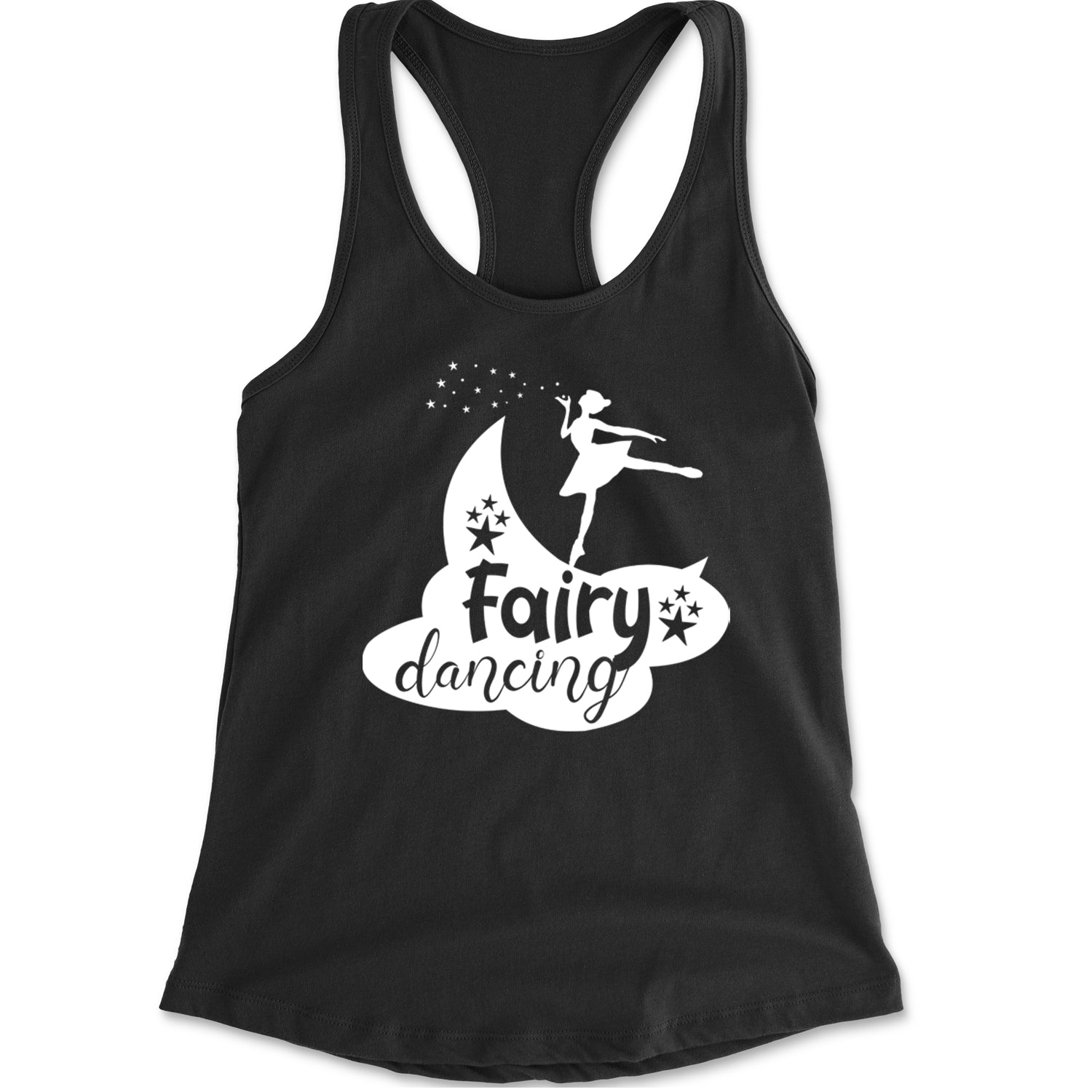 Fairy Dancing Racerback Tank Top for Women Black