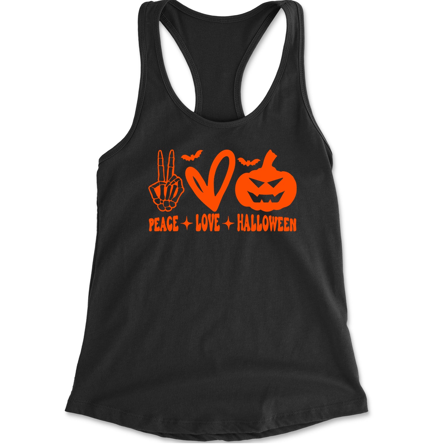 Peace, Love and Halloween Racerback Tank Top for Women Black