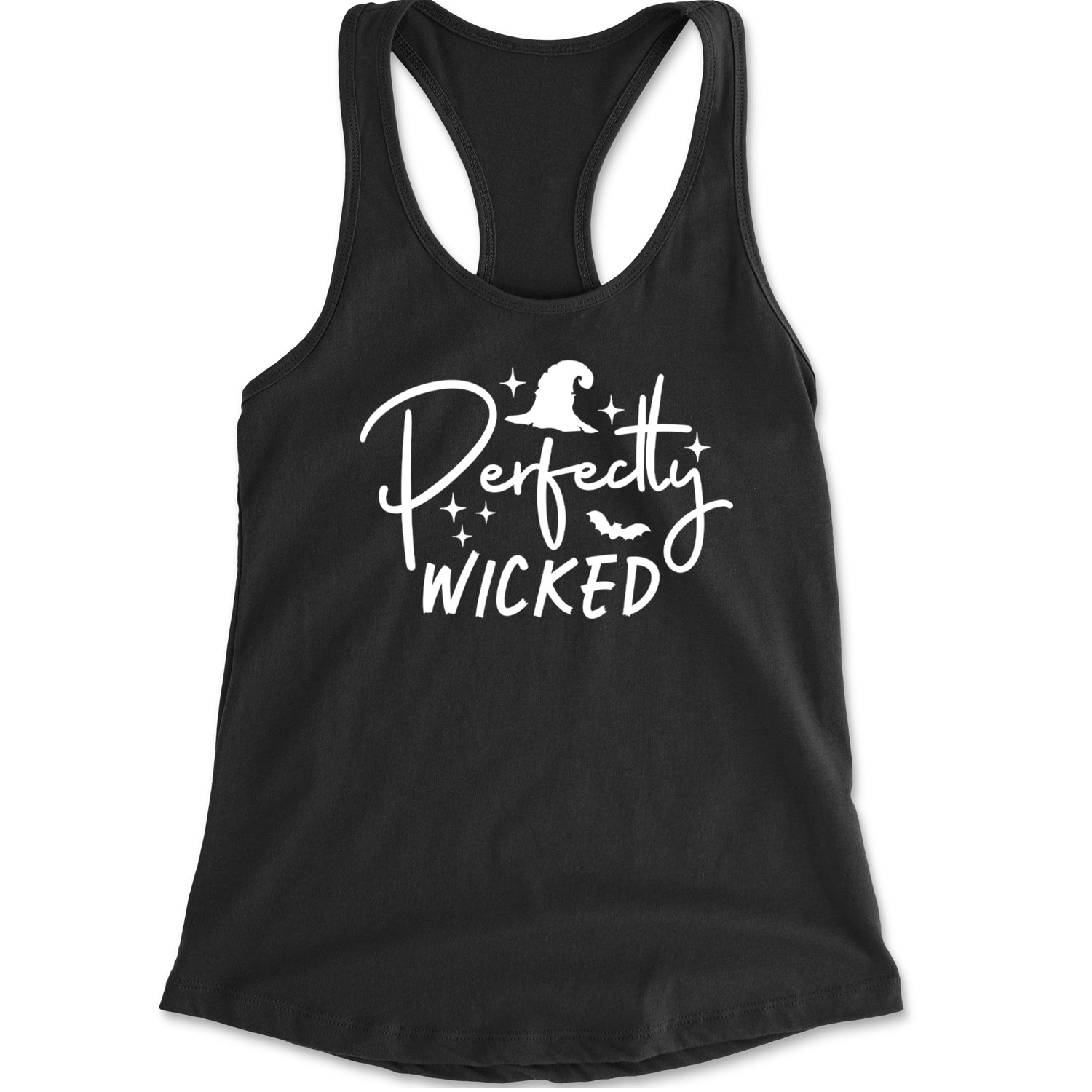 Perfectly Wicked Witchy Halloween Racerback Tank Top for Women Black