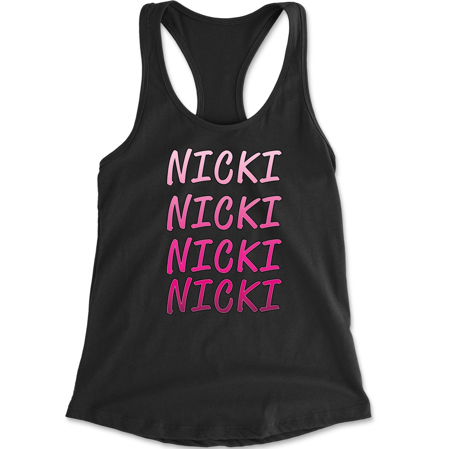I Love Nicki Pink Printed Friday Music Racerback Tank Top for Women