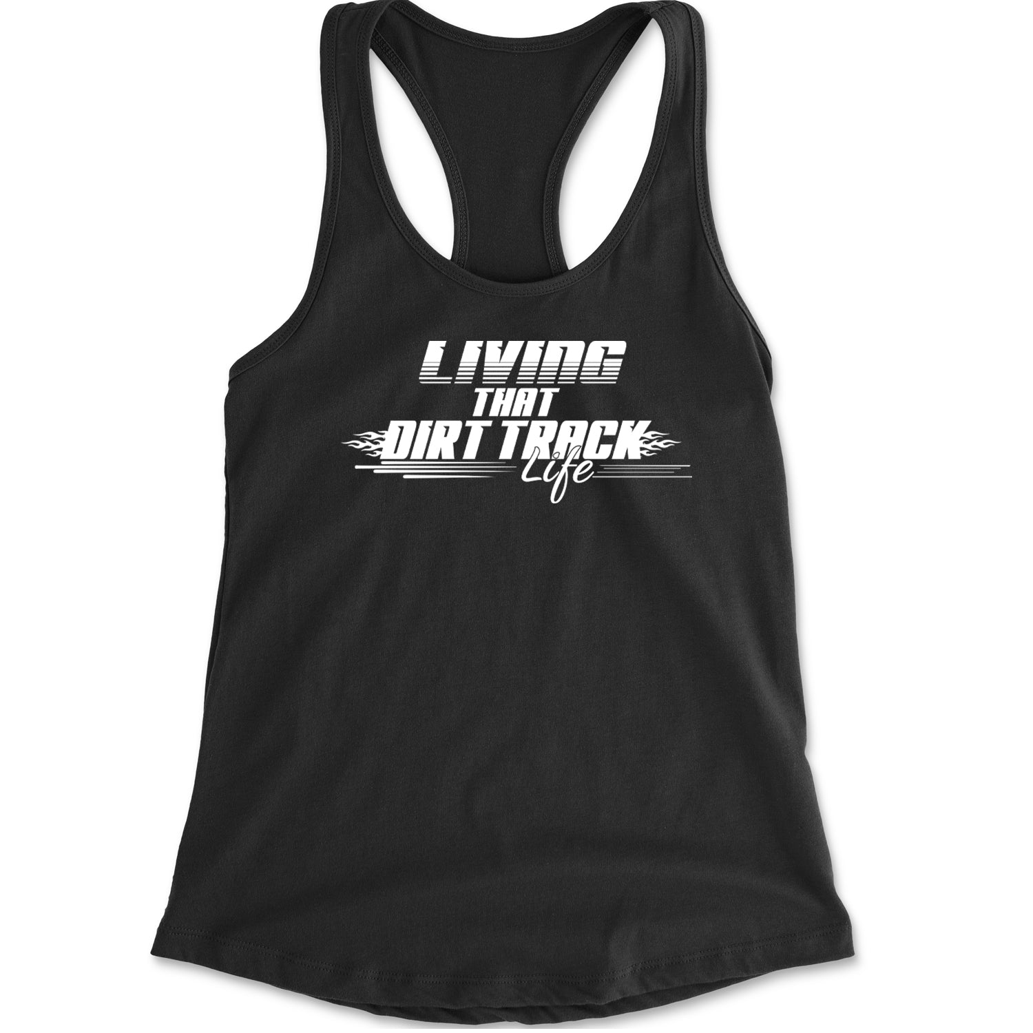 Living That Dirt Track Life Racerback Tank Top for Women Black