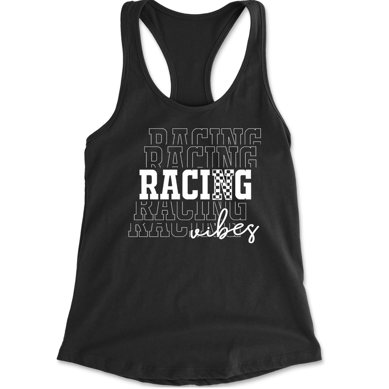 Racing Vibes Racerback Tank Top for Women Black
