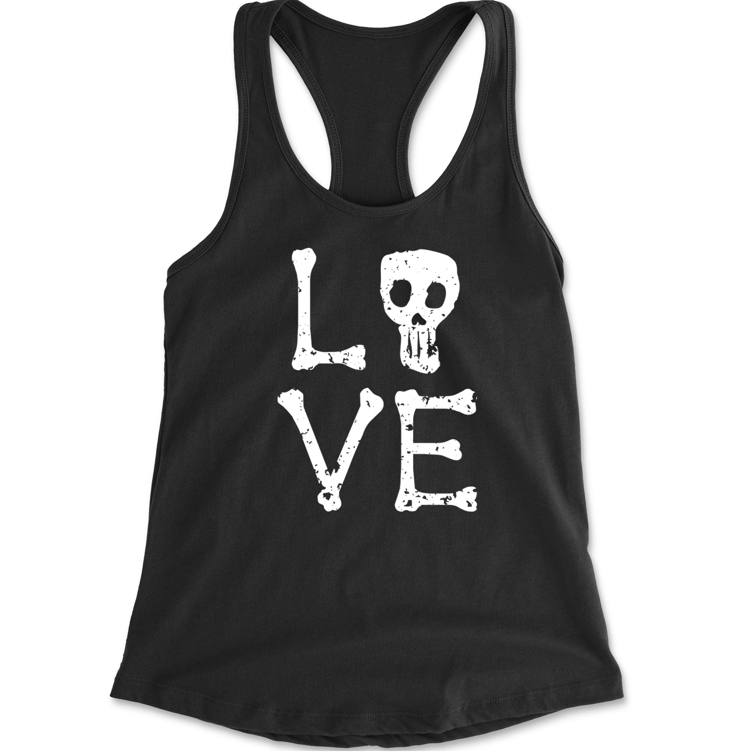 Love Skeleton Bones Racerback Tank Top for Women Black