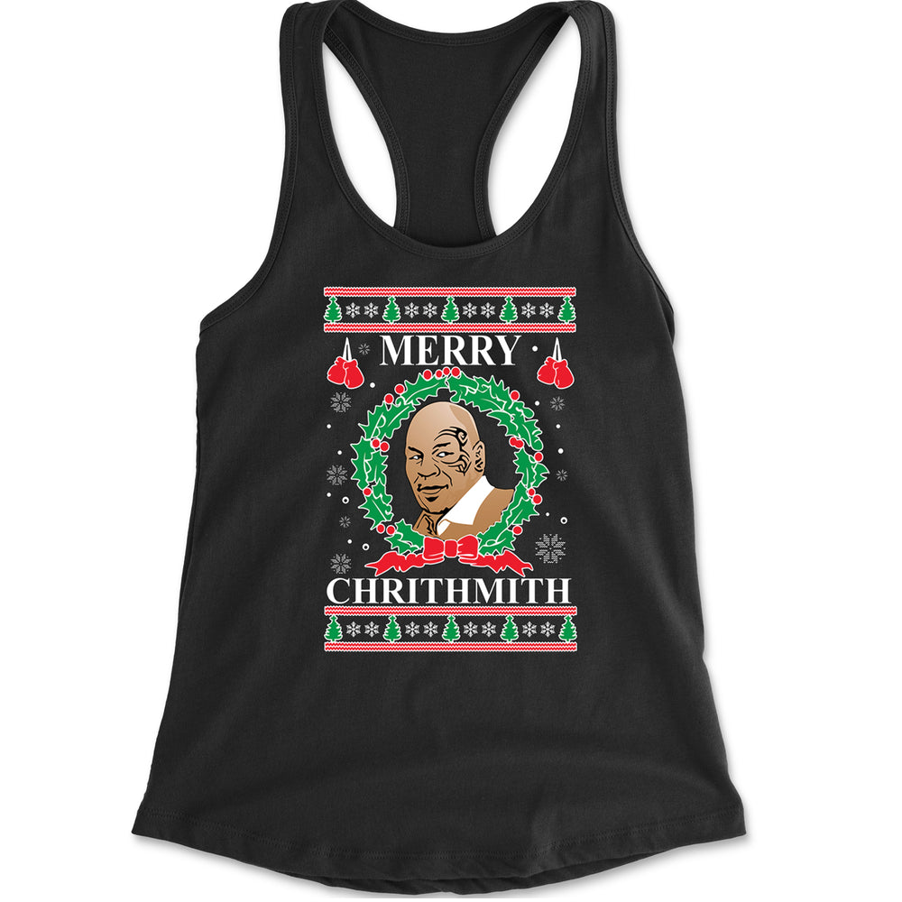 Merry Chrithmith Ugly Christmas Racerback Tank Top for Women Black