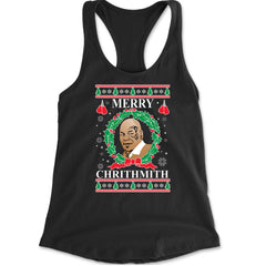 Merry Chrithmith Ugly Christmas Racerback Tank Top for Women Black