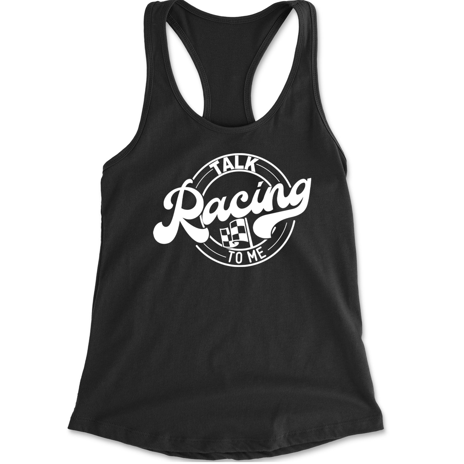 Talk Racing To Me Racerback Tank Top for Women Black