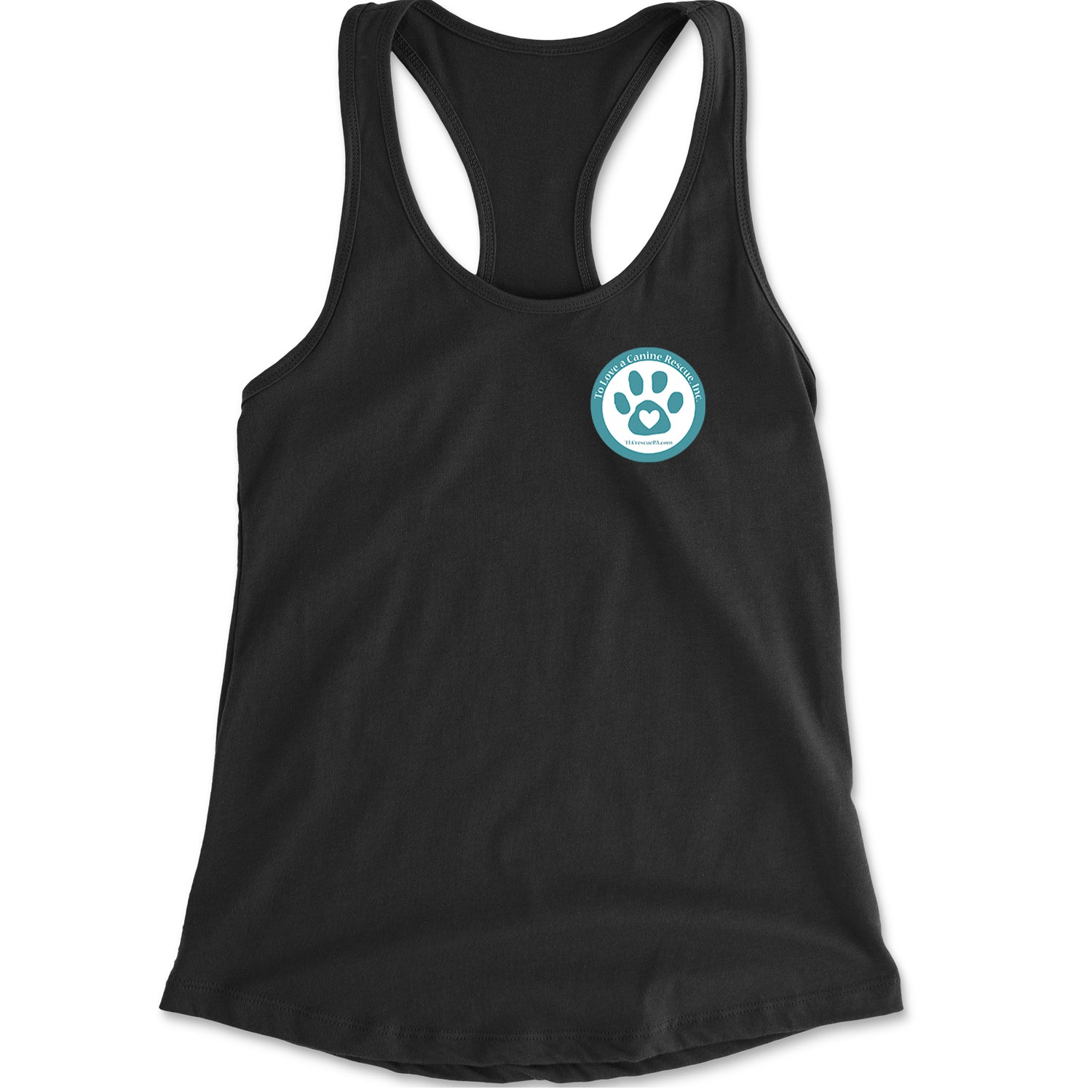 TLC To Love a Canine Dog Rescue Teal Racerback Tank Top for Women Black