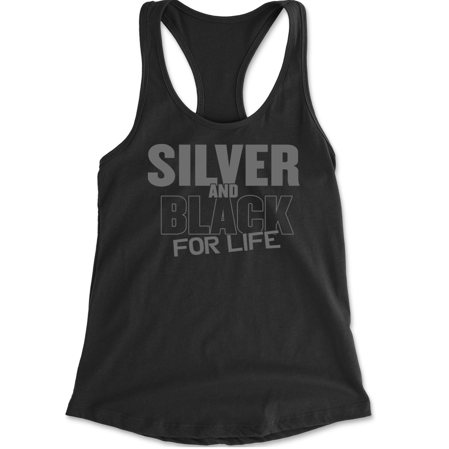 Silver And Black For Life Football Fan Racerback Tank Top for Women Black