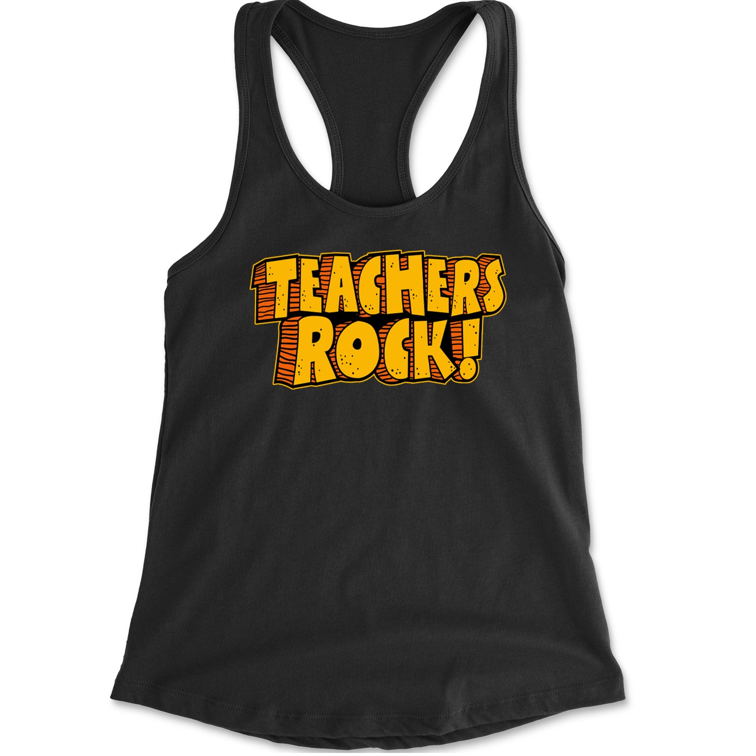 Teachers Rock Retro Racerback Tank Top for Women Black