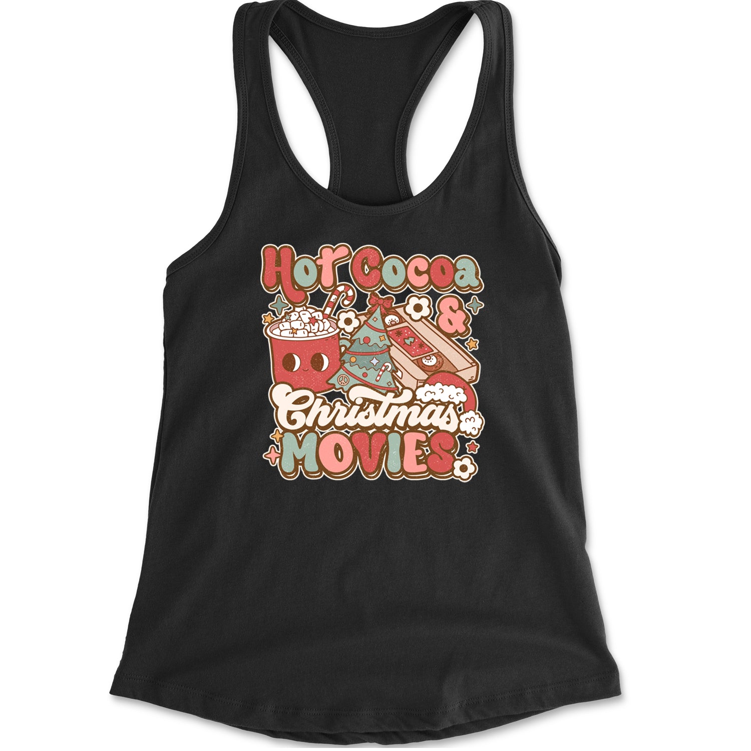 Hot Cocoa And Christmas Movies Holiday Racerback Tank Top for Women Black
