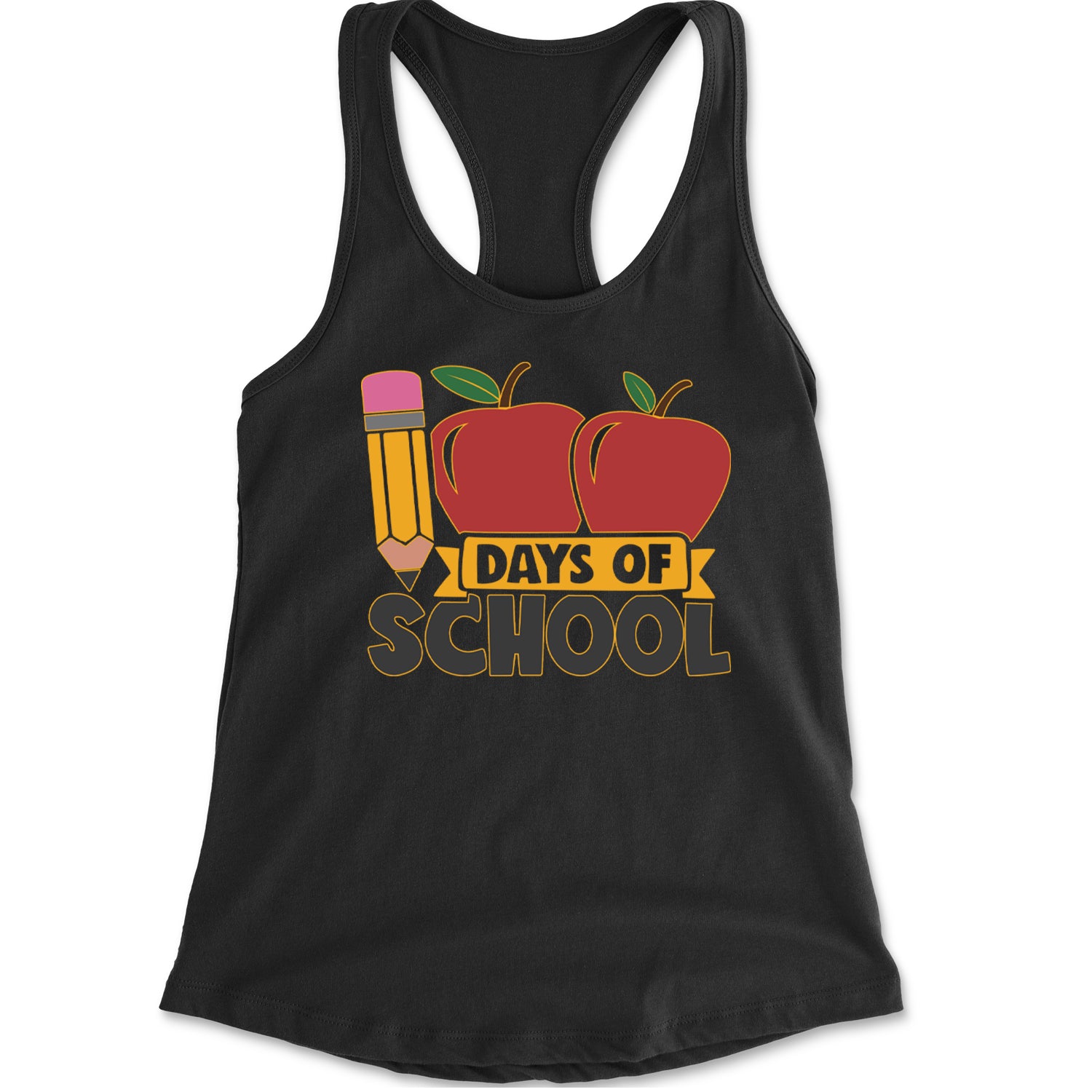 100 Days Of School Apple Pencil Racerback Tank Top for Women Cotton Candy