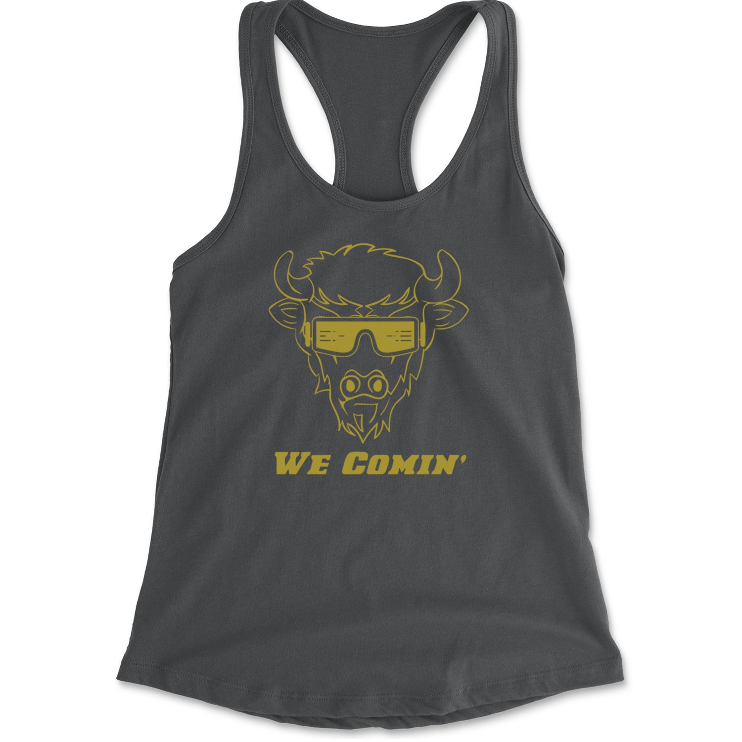 We Coming Coach Prime Colorado Racerback Tank Top for Women Charcoal Grey