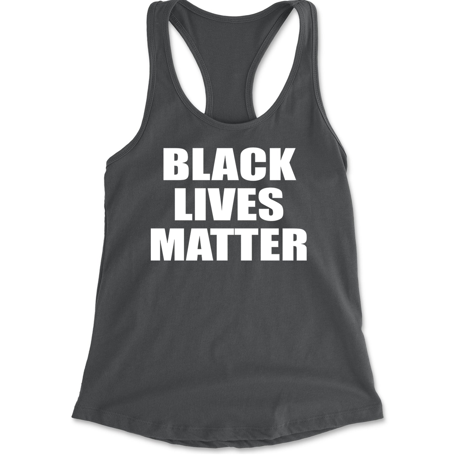 Black Lives Matter BLM Racerback Tank Top for Women Charcoal Grey