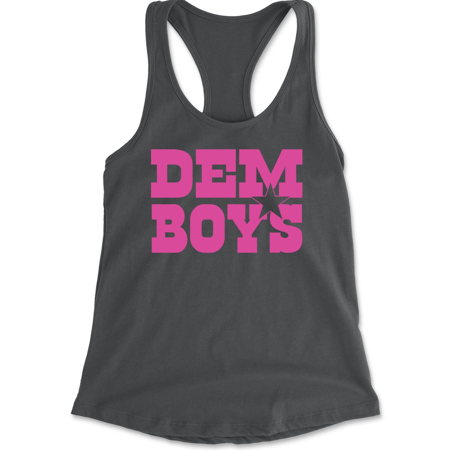 Dem Boys Hot Pink Dallas  Racerback Tank Top for Women Charcoal Grey